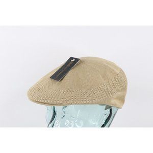 NOS Vintage 90s Streetwear Knit Vented Newsboy Cabbie Golf Hat Cap Tan Brown M